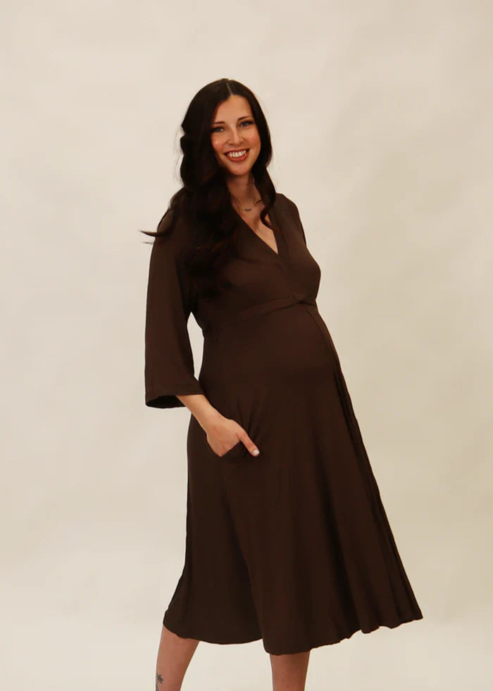 brown labor gown