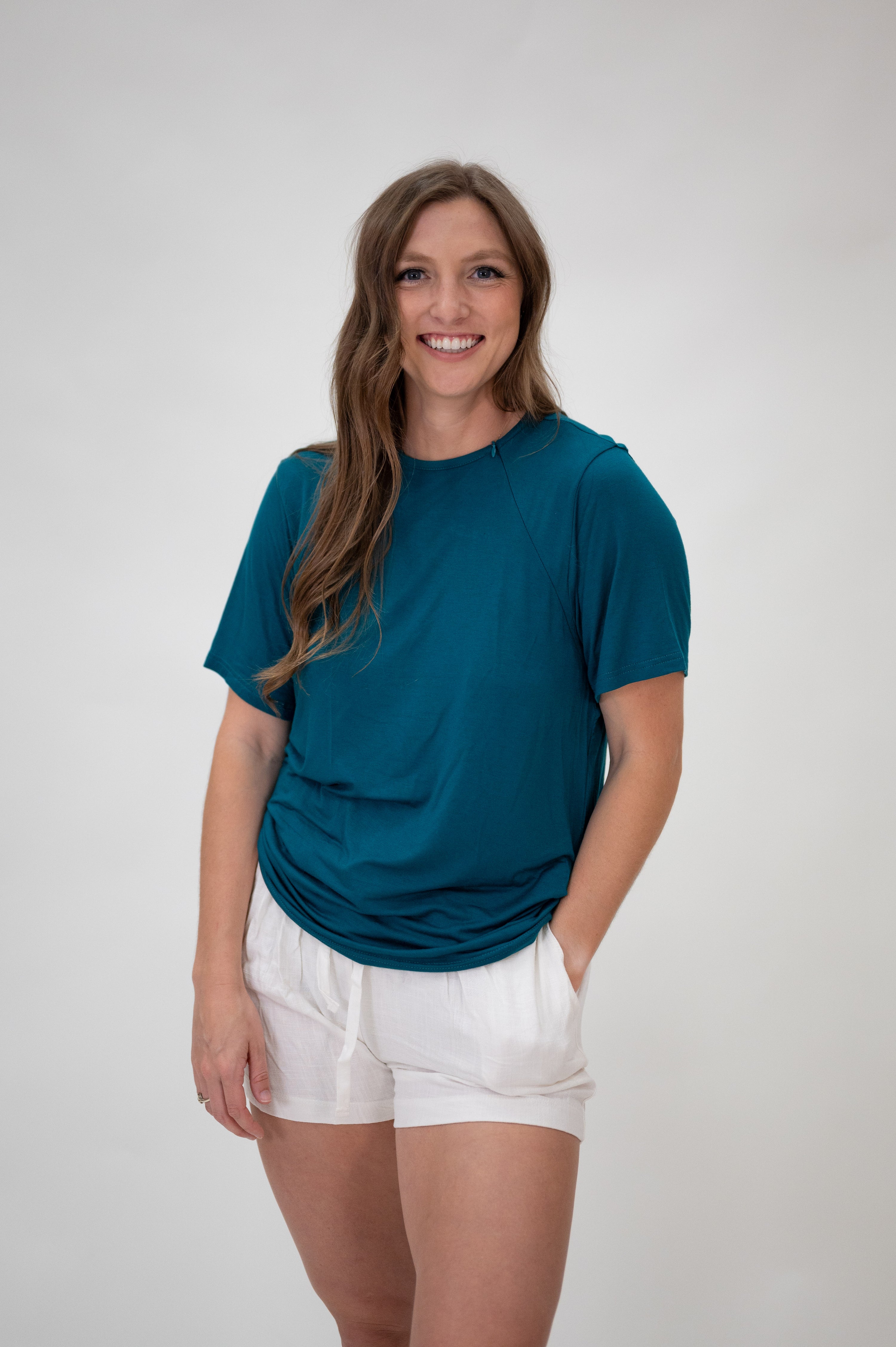 The Cameron Unisex Nursing and Skin to Skin Shirt in Deep Teal