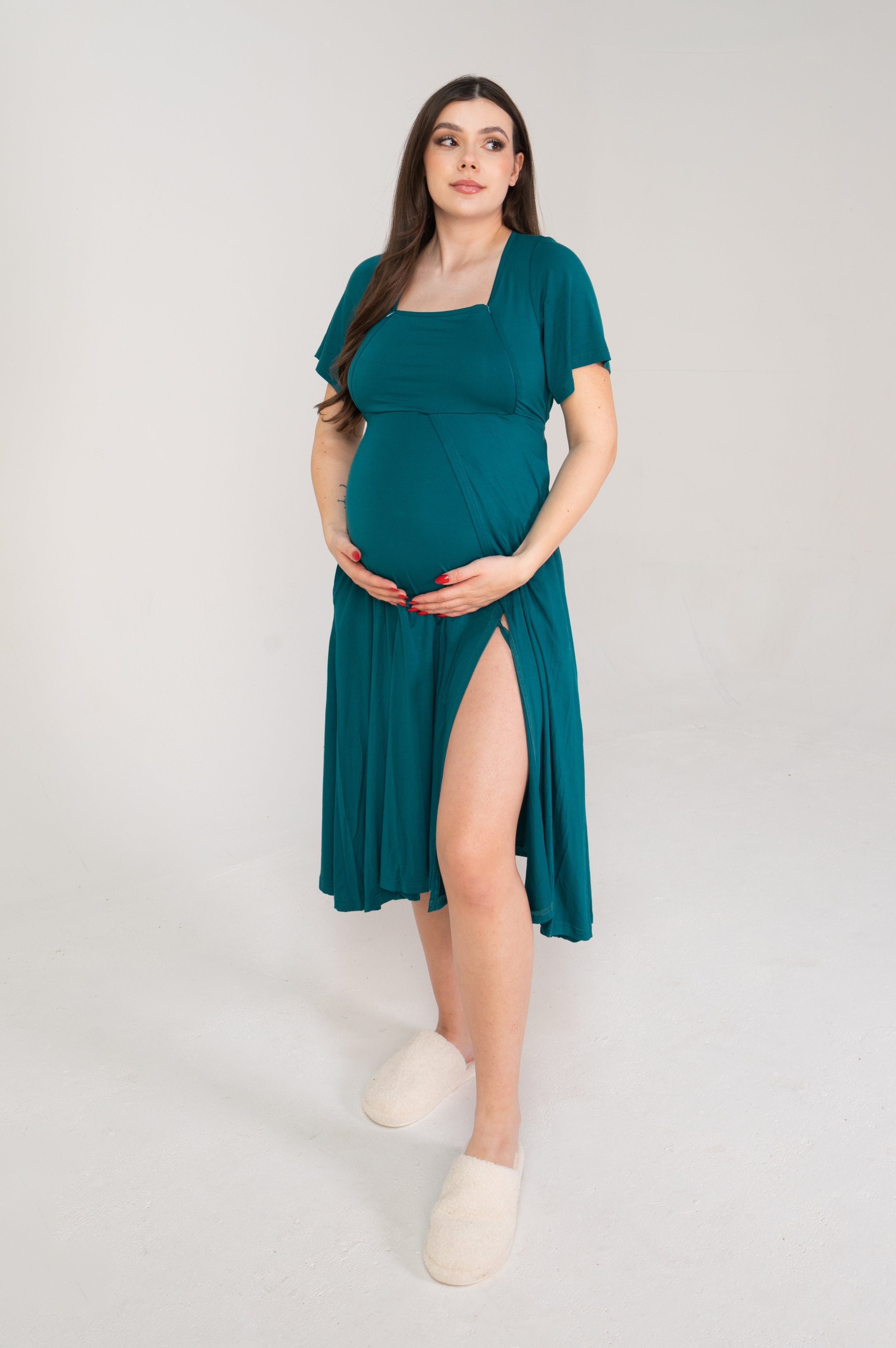 Cassidy Labor & Postpartum Gown Deep Teal