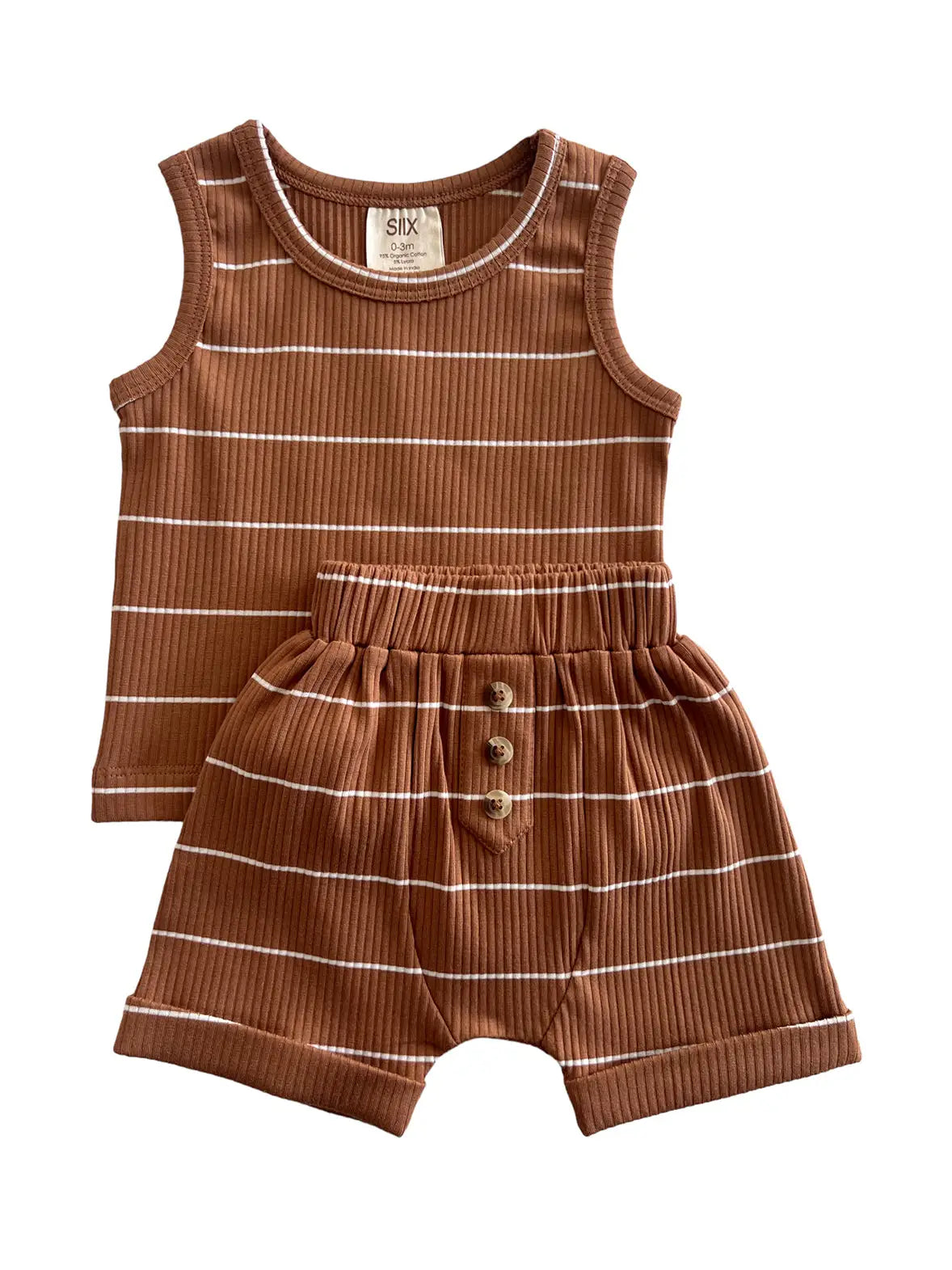 Saddle Stripe / Organic Ribbed Tank & Short Set