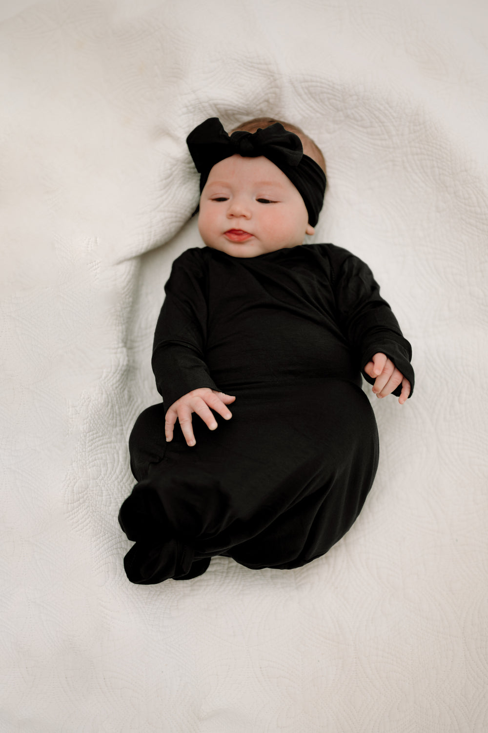 Baby Knot Gown Set: Black