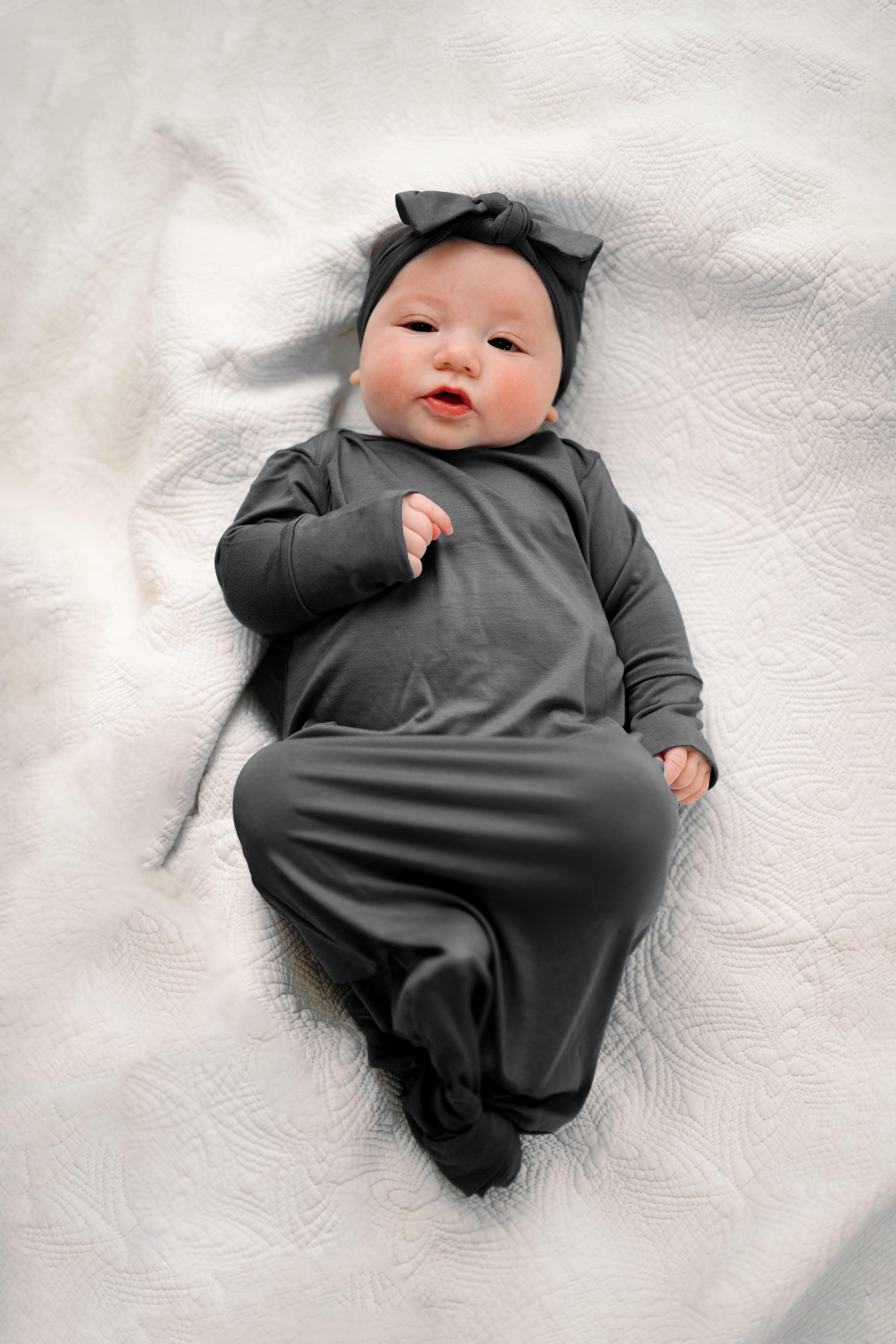 Baby Knot Gown  Set: Charcoal Grey