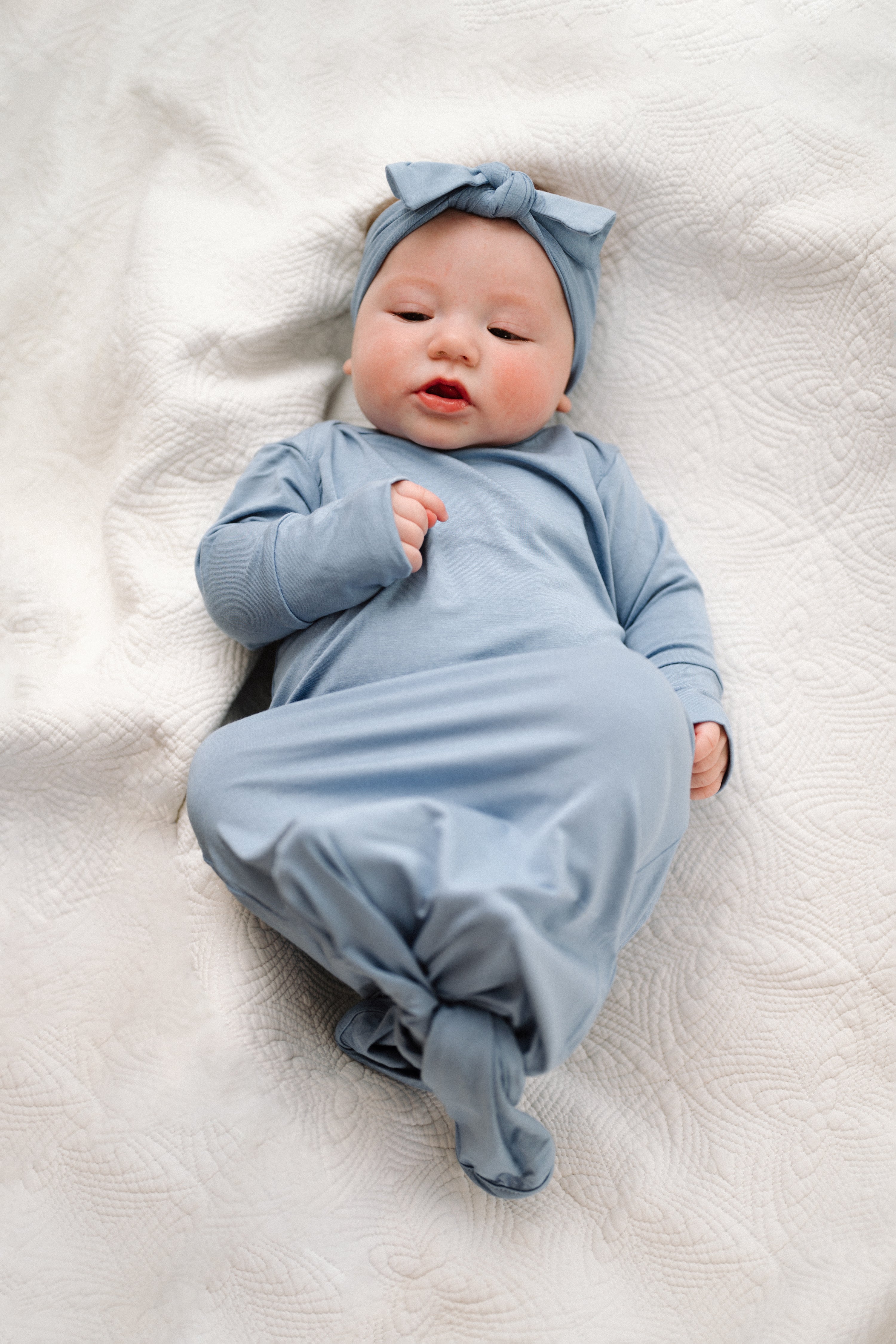 Baby Knot Gown  Set: Periwinkle Blue