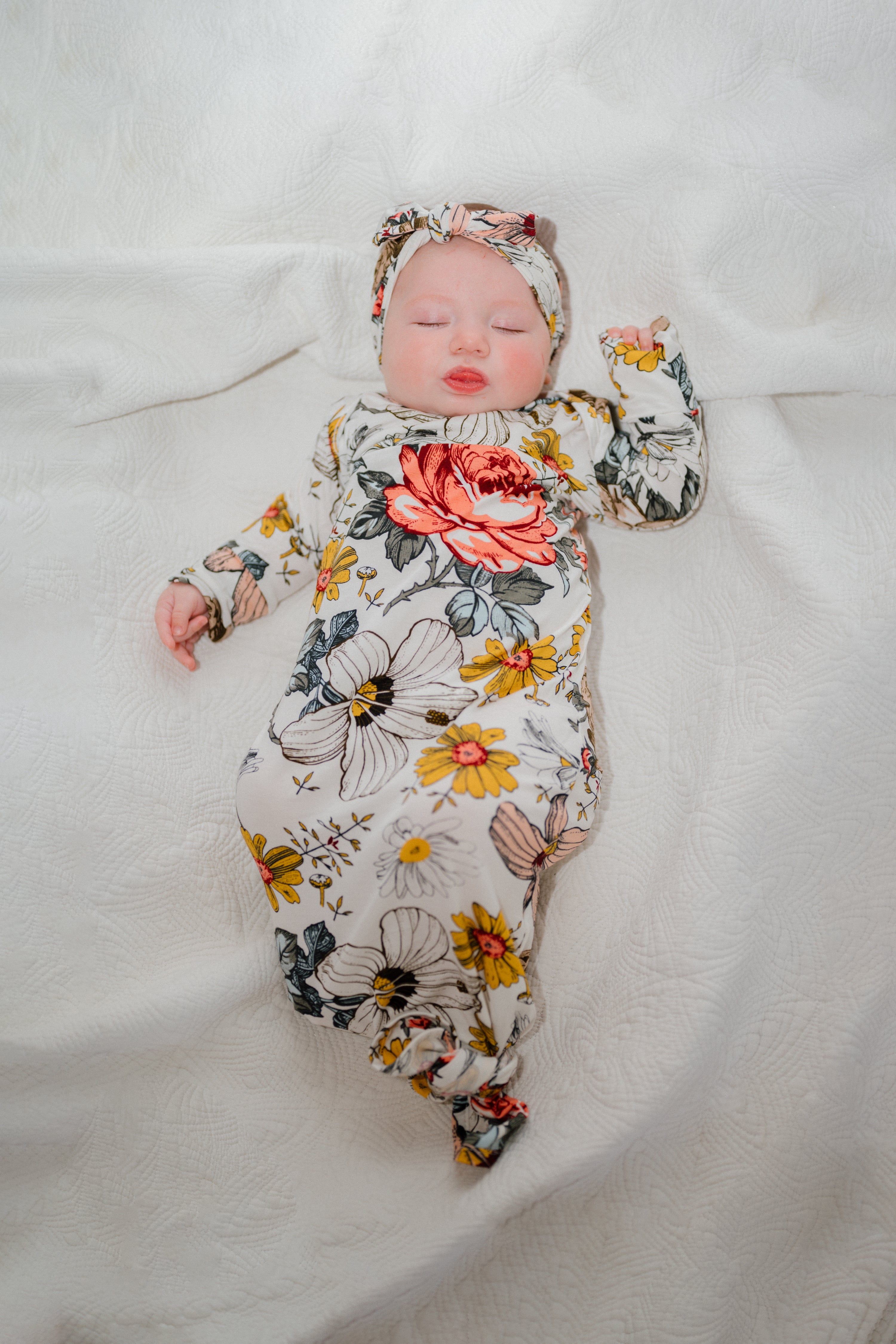 Baby Knot Gown  Set: Vintage Floral
