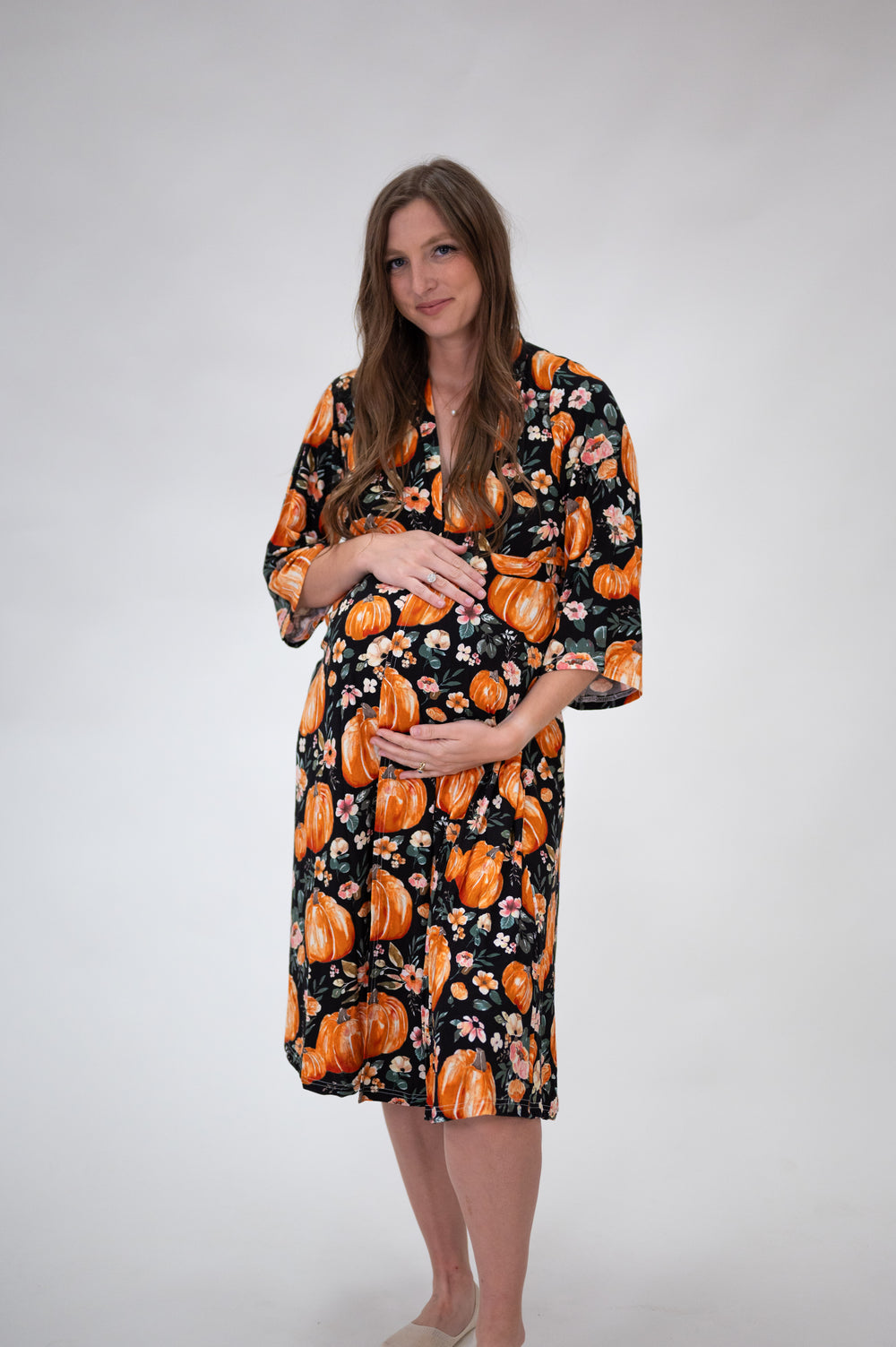 Lila Labor & Postpartum Gown in Harvest Floral