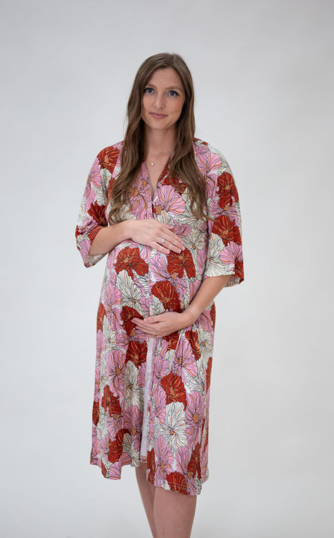 Limited Edition Pink Poppy Birth & Postpartum Gowns