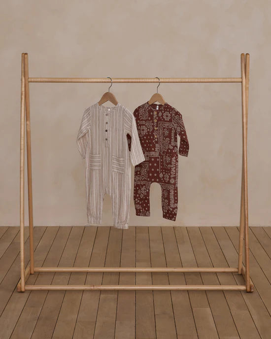 Long Sleeve Woven Jumpsuit in Brick Bandana