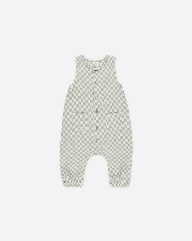 WOVEN JUMPSUIT | SAGE CHECK