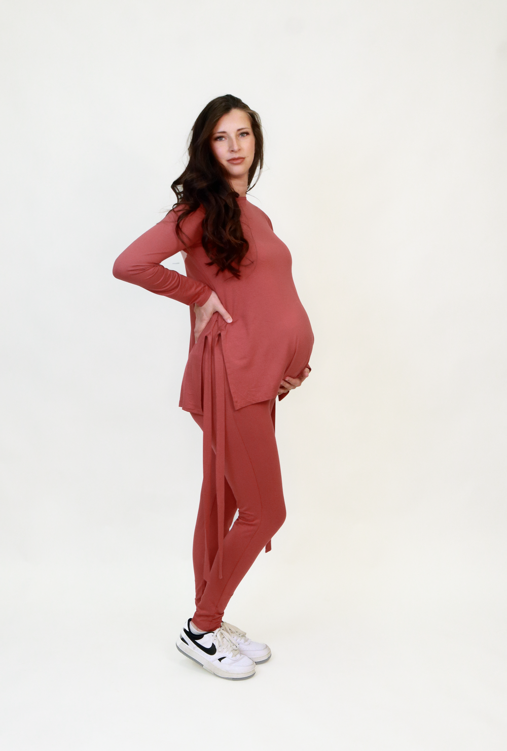 Yvonne Maternity Loungewear Set in Terracotta Rose