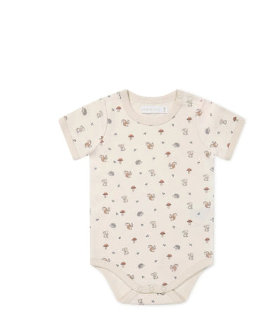 Organic Cotton Hudson Short Sleeve Bodysuit - Woodland Friends