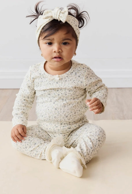 Organic Cotton Long Sleeve Bodysuit - Dainty Egret Blue