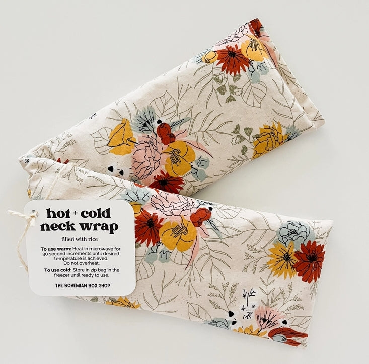 Hot & Cold Therapy Neck Wrap - Ivory Florals