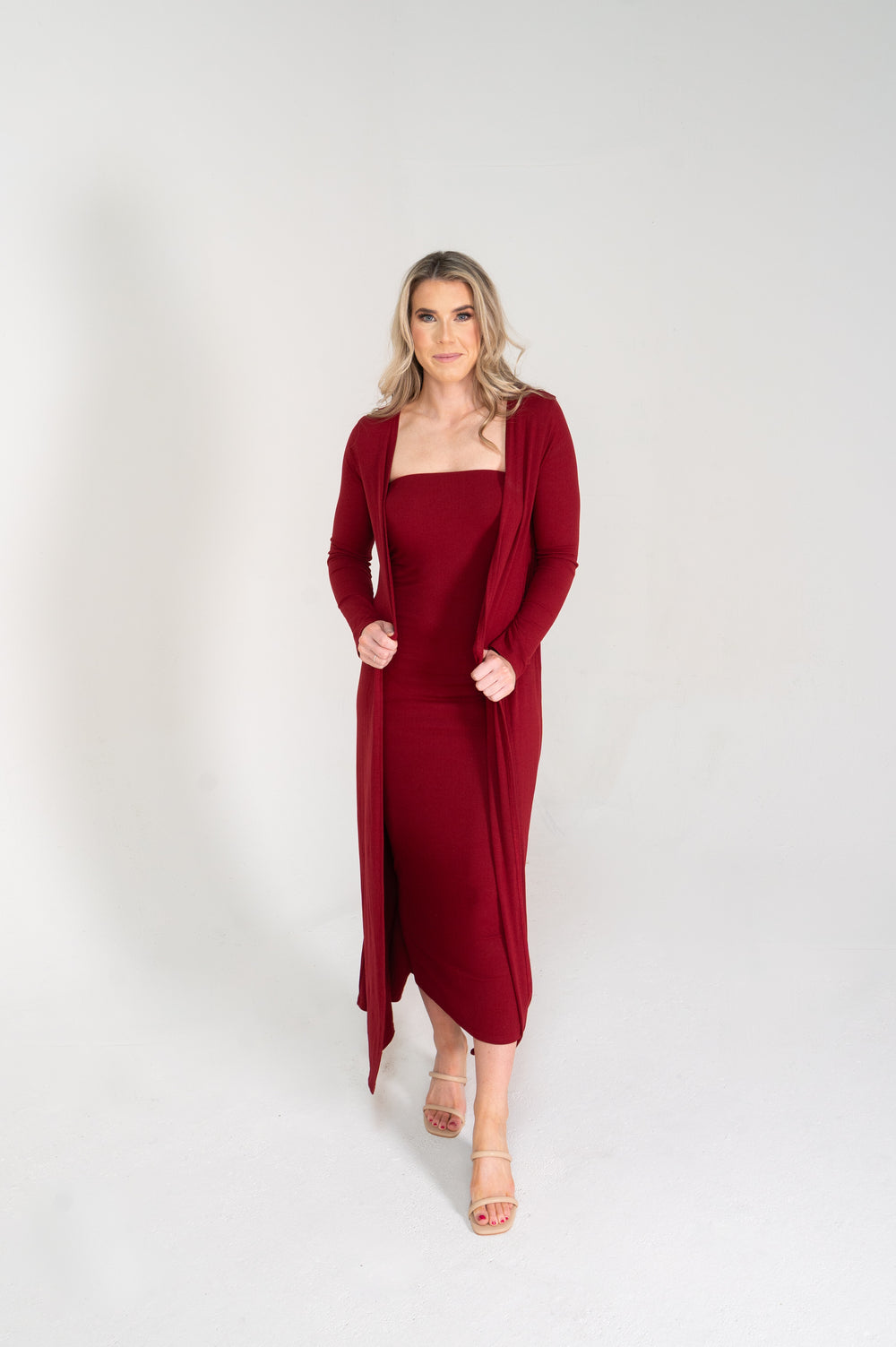 Maddison Dress and Duster Set in Sangria