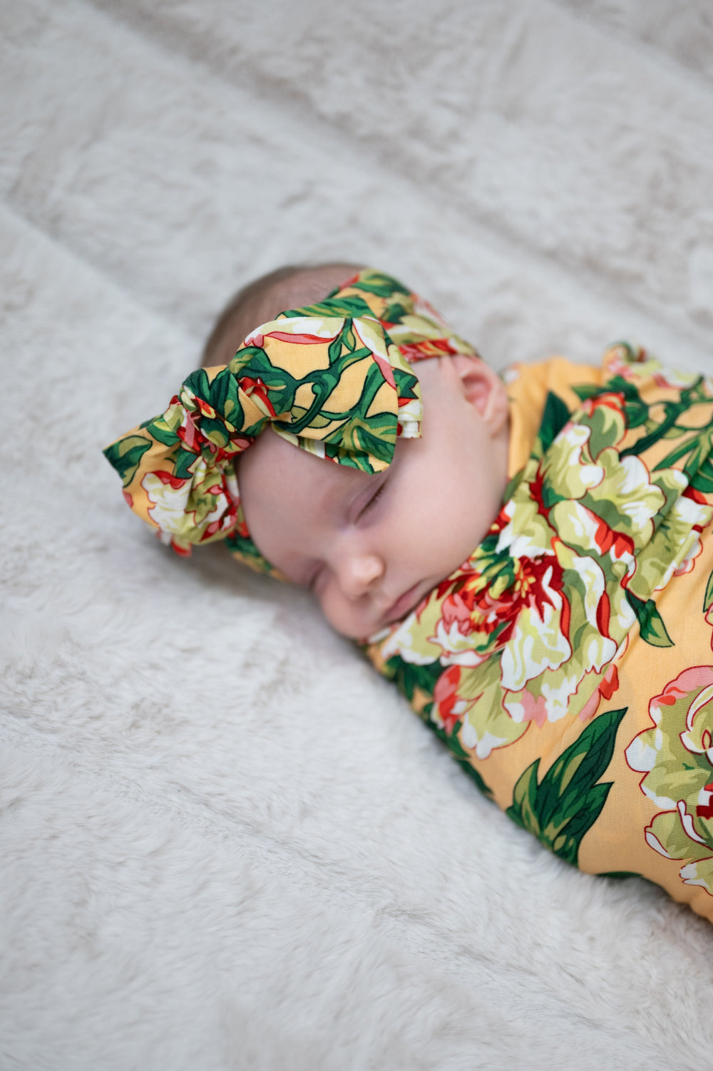 Baby Swaddle Set: Peach Floral
