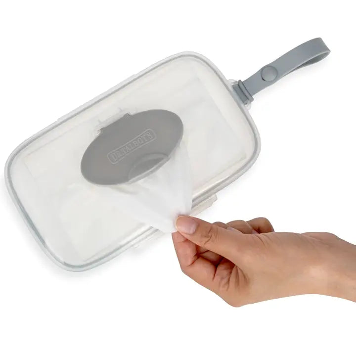 Deluxe Travel Wipes Case, Clear Case with Grey Strap