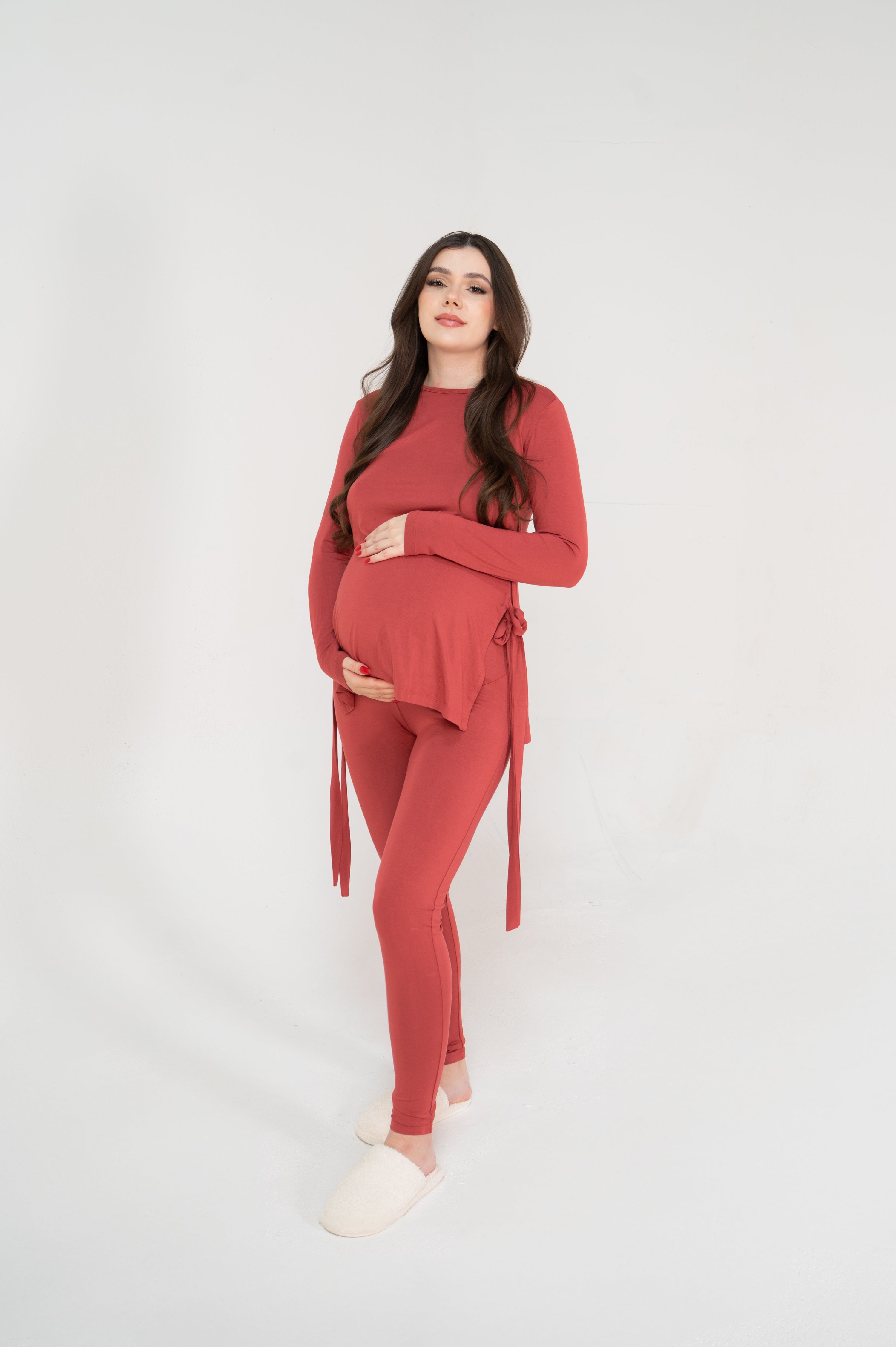 Yvonne Maternity Loungewear Set in Terracotta Rose