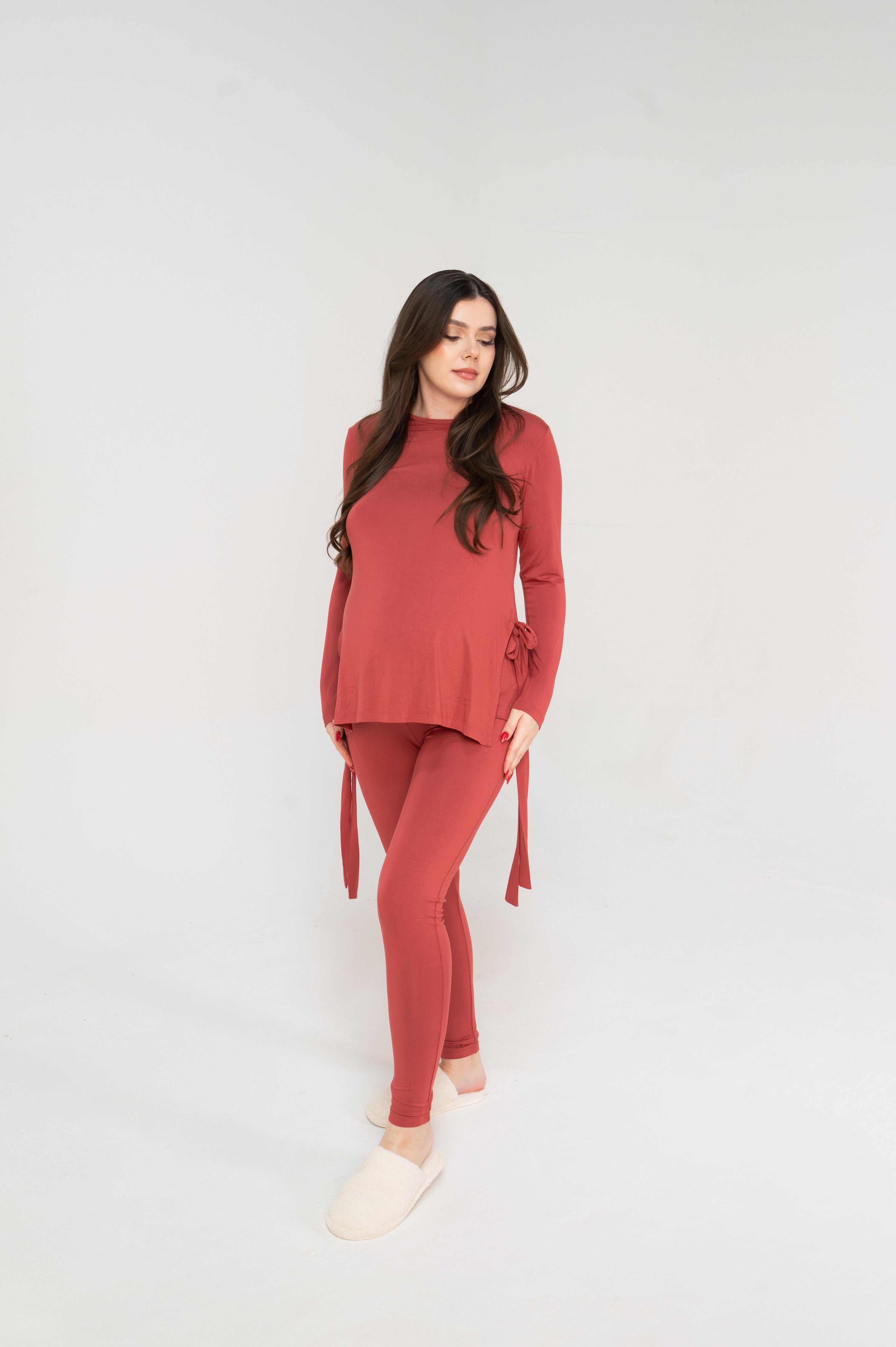 Yvonne Maternity Loungewear Set in Terracotta Rose