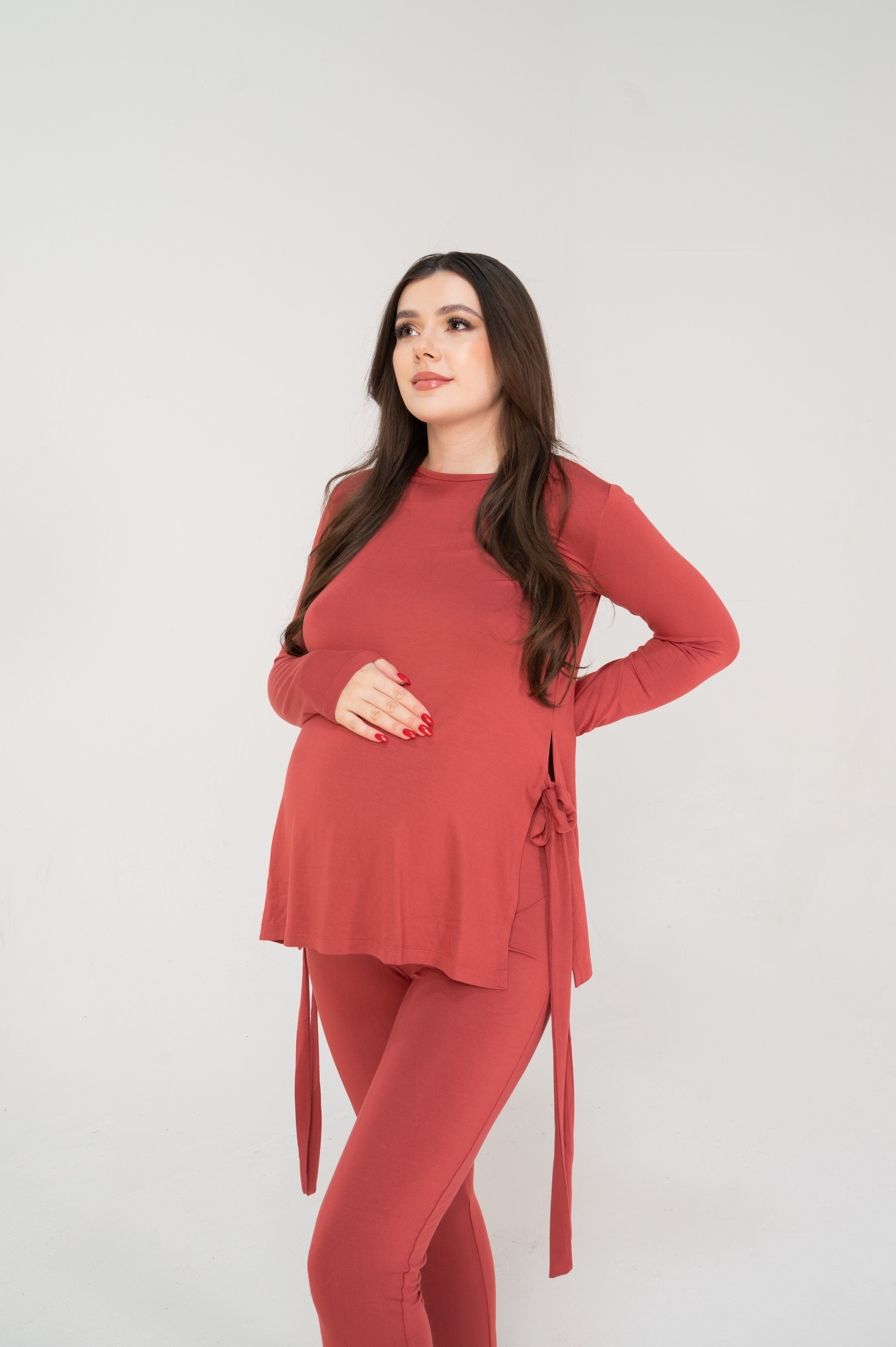 Yvonne Maternity Loungewear Set in Terracotta Rose