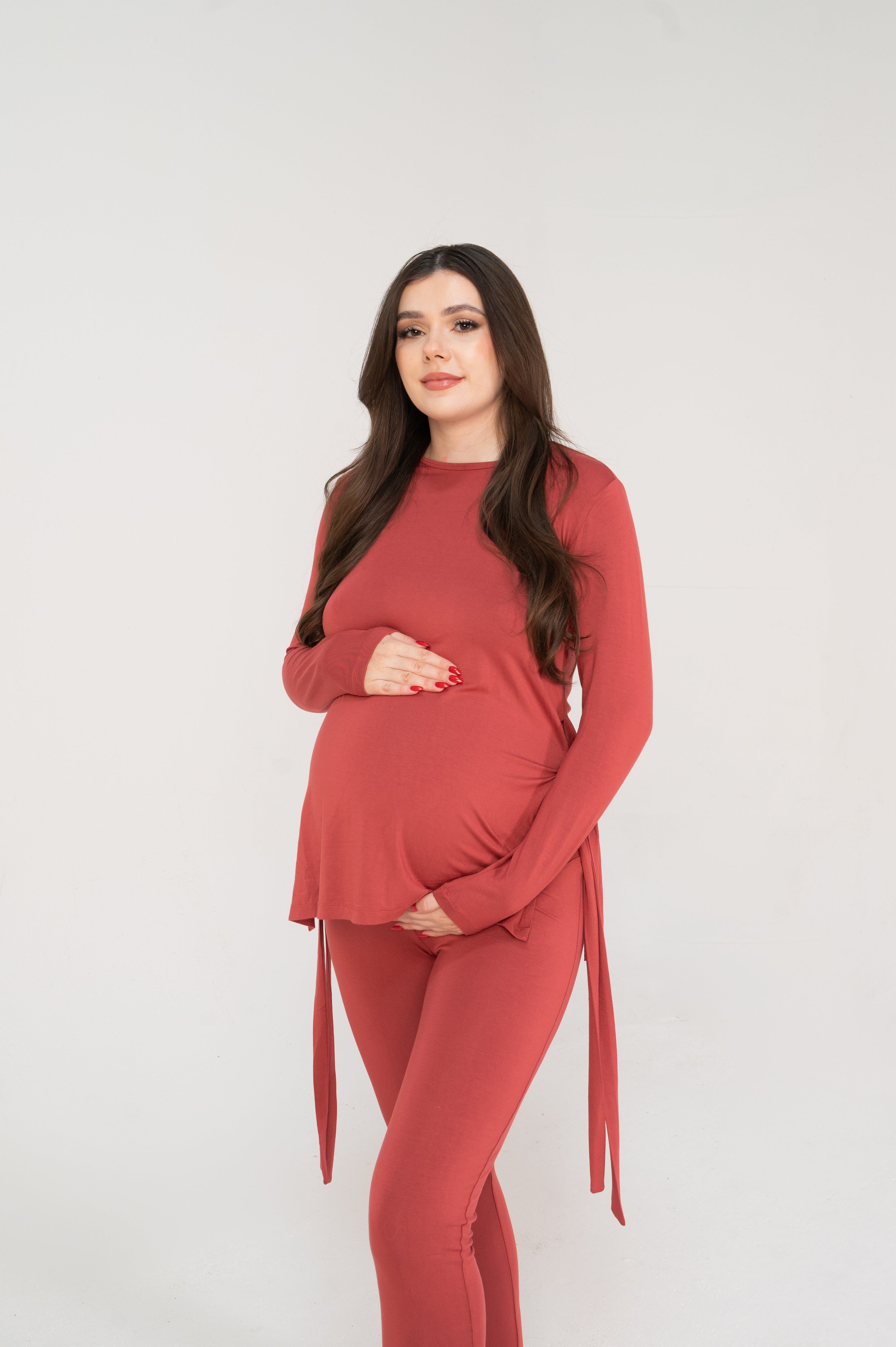 Yvonne Maternity Loungewear Set in Terracotta Rose