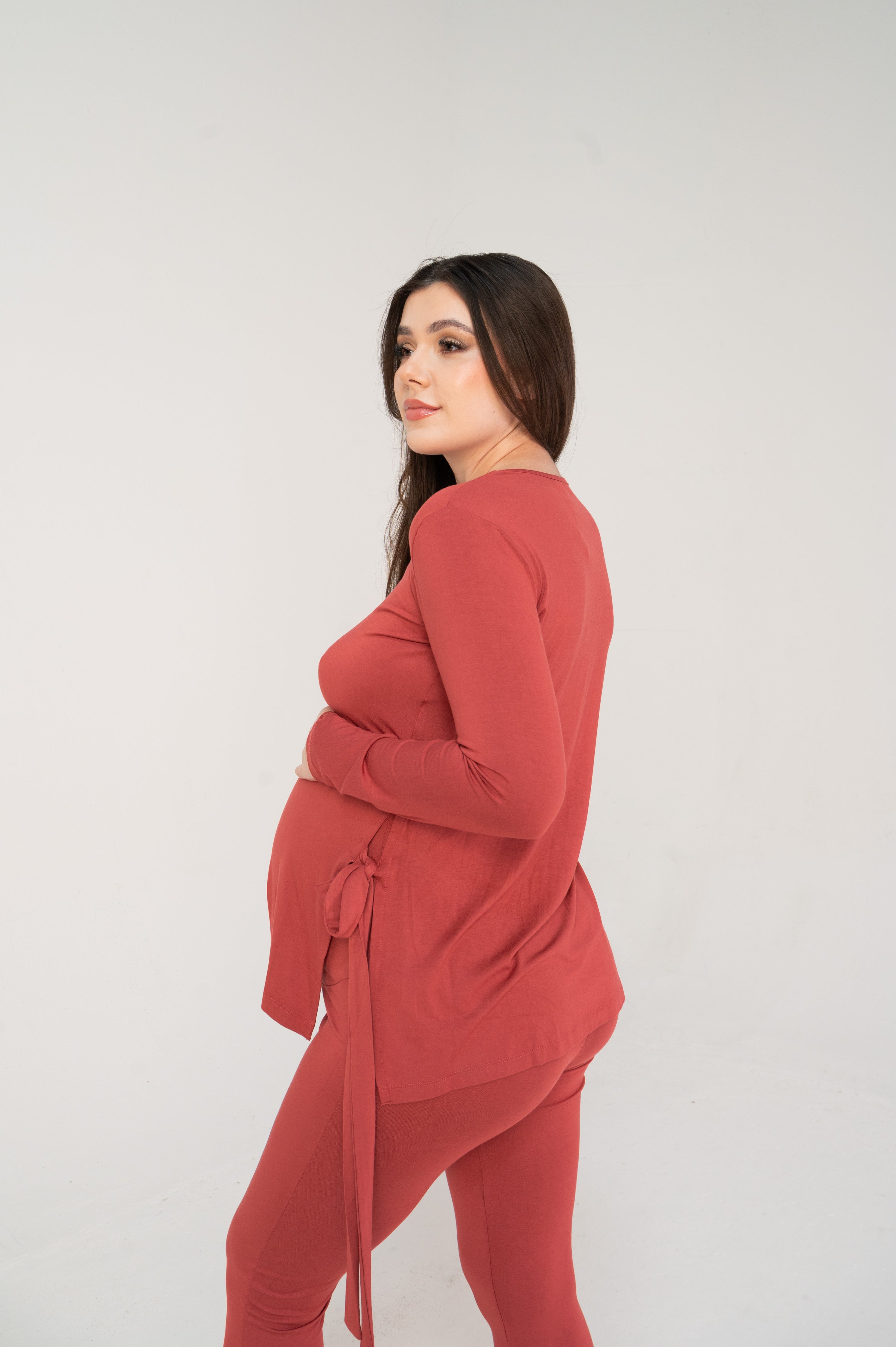 Yvonne Maternity Loungewear Set in Terracotta Rose