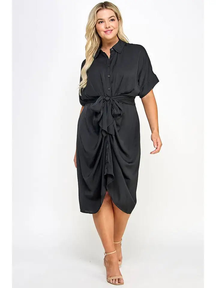 Draped Button Down Dress