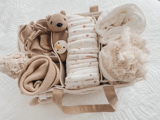 Nappy Caddy Organizer - Teddy | Beige Handles