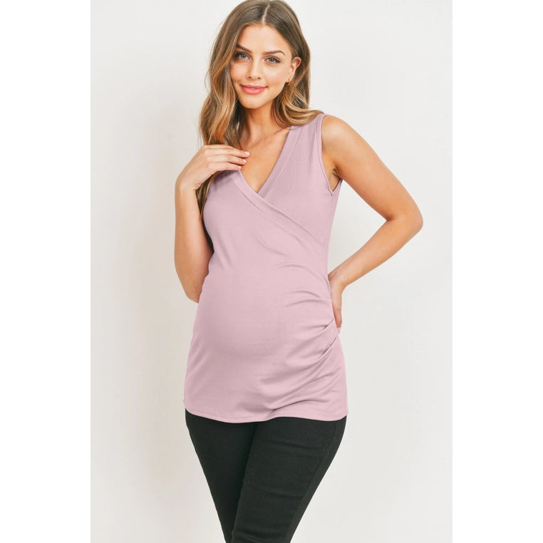 Ruched Wrap Maternity Nursing Jersey Tank Top