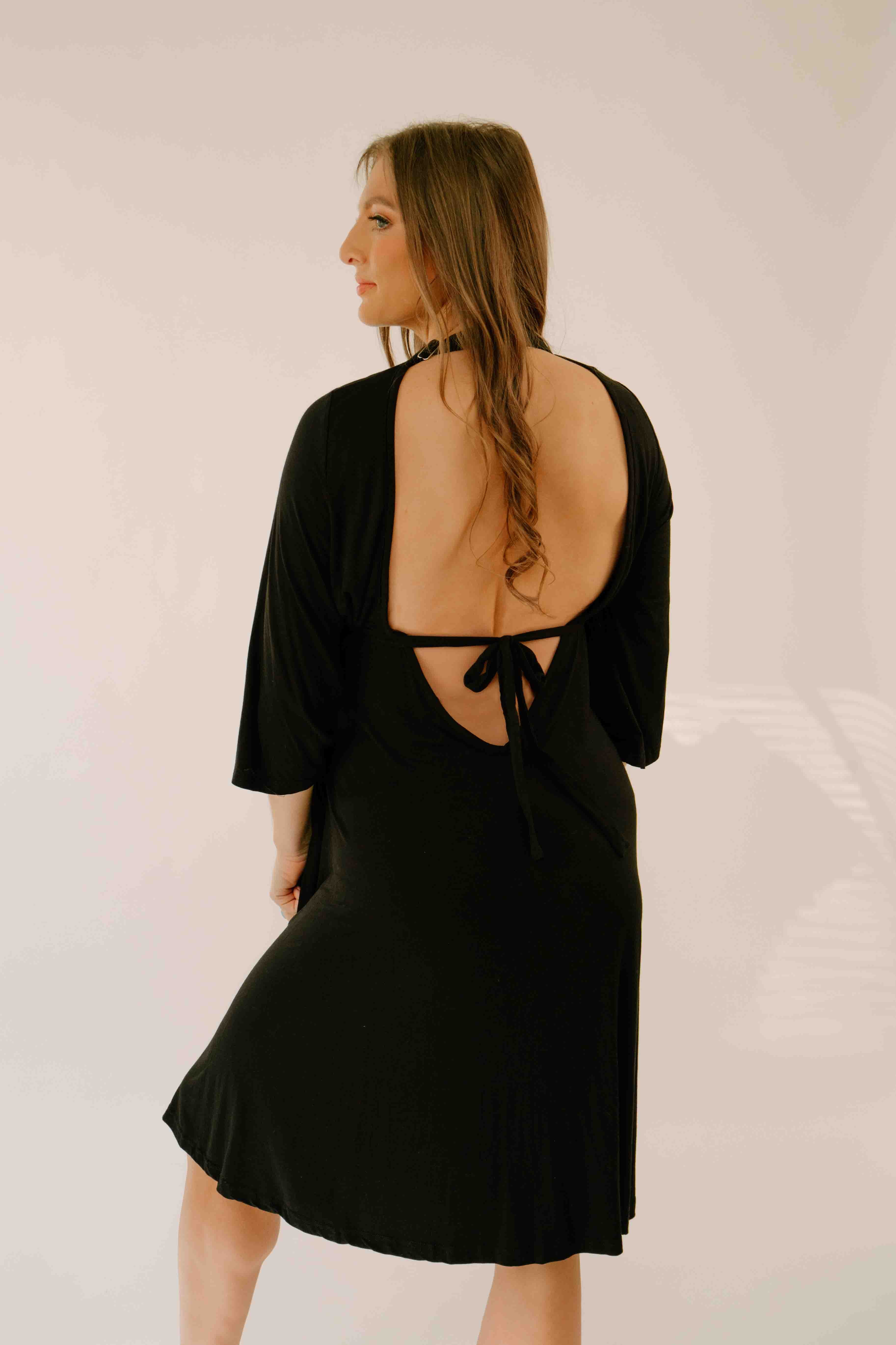 Lila Labor Postpartum Gown in Black