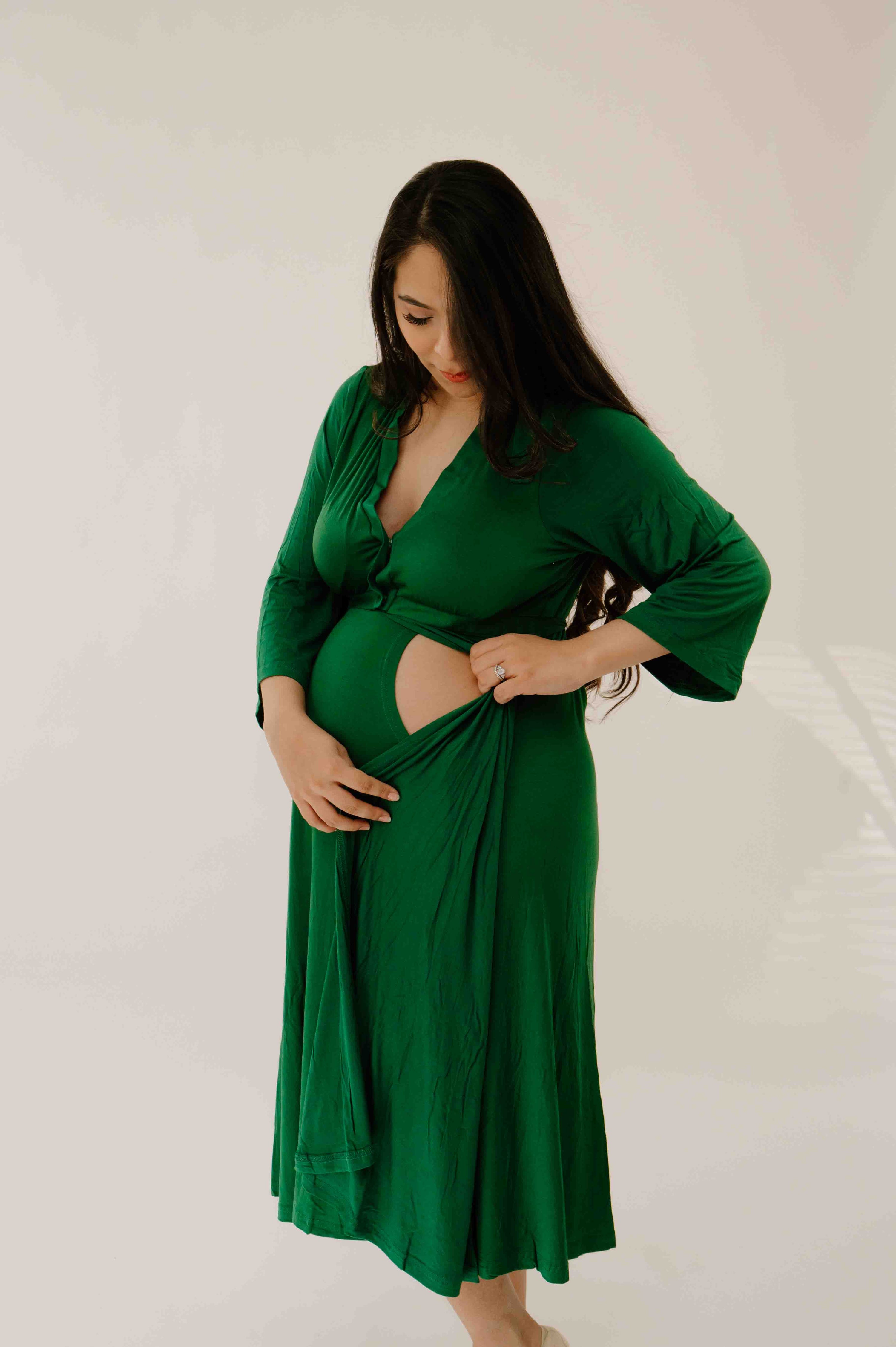 Maternity Nursing Labor Nightdress Hospital Delivery Gown Breastfeeding  Buttons