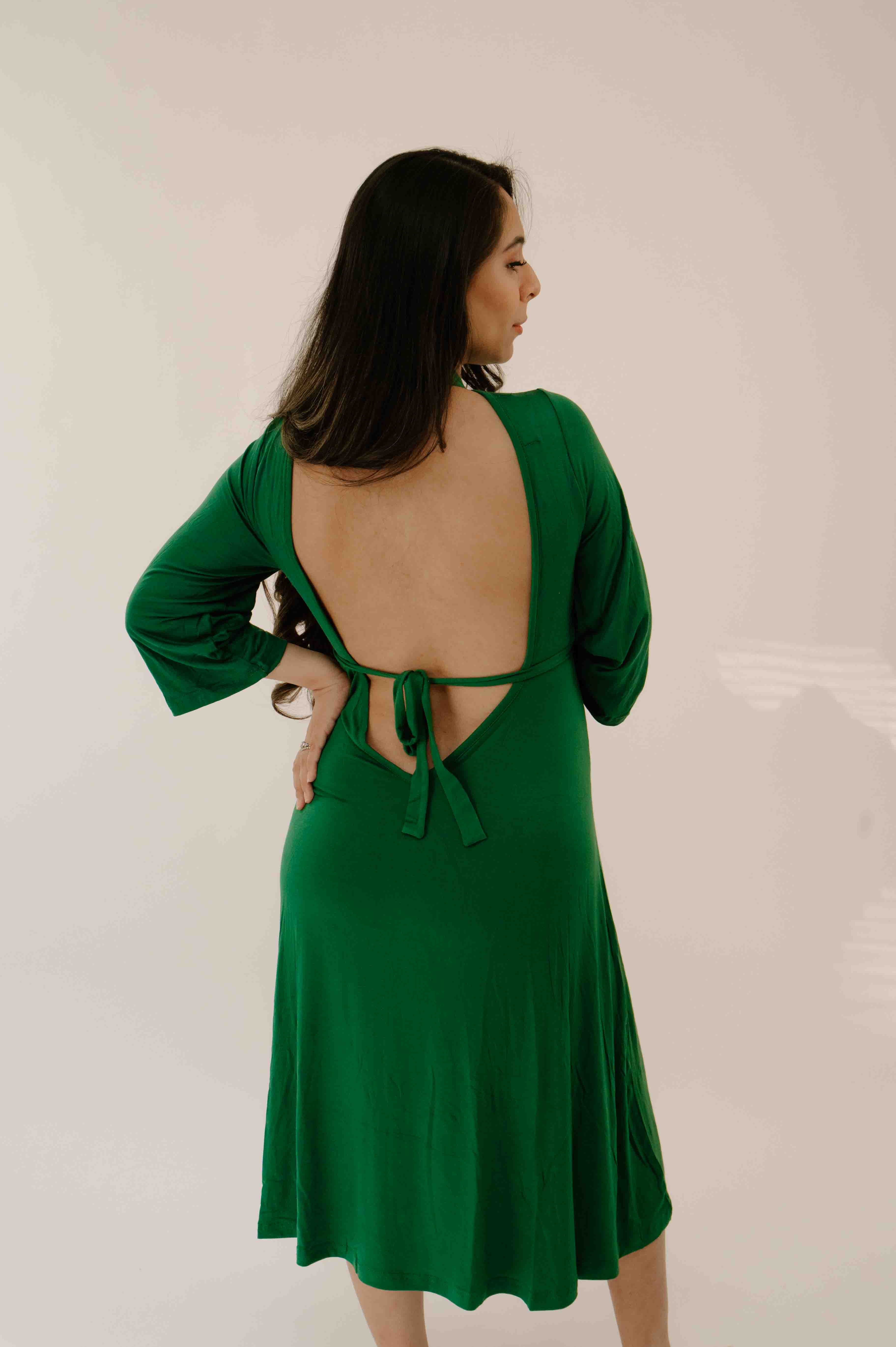 Lila Labor Postpartum Gown in Emerald Emerald Full Figure