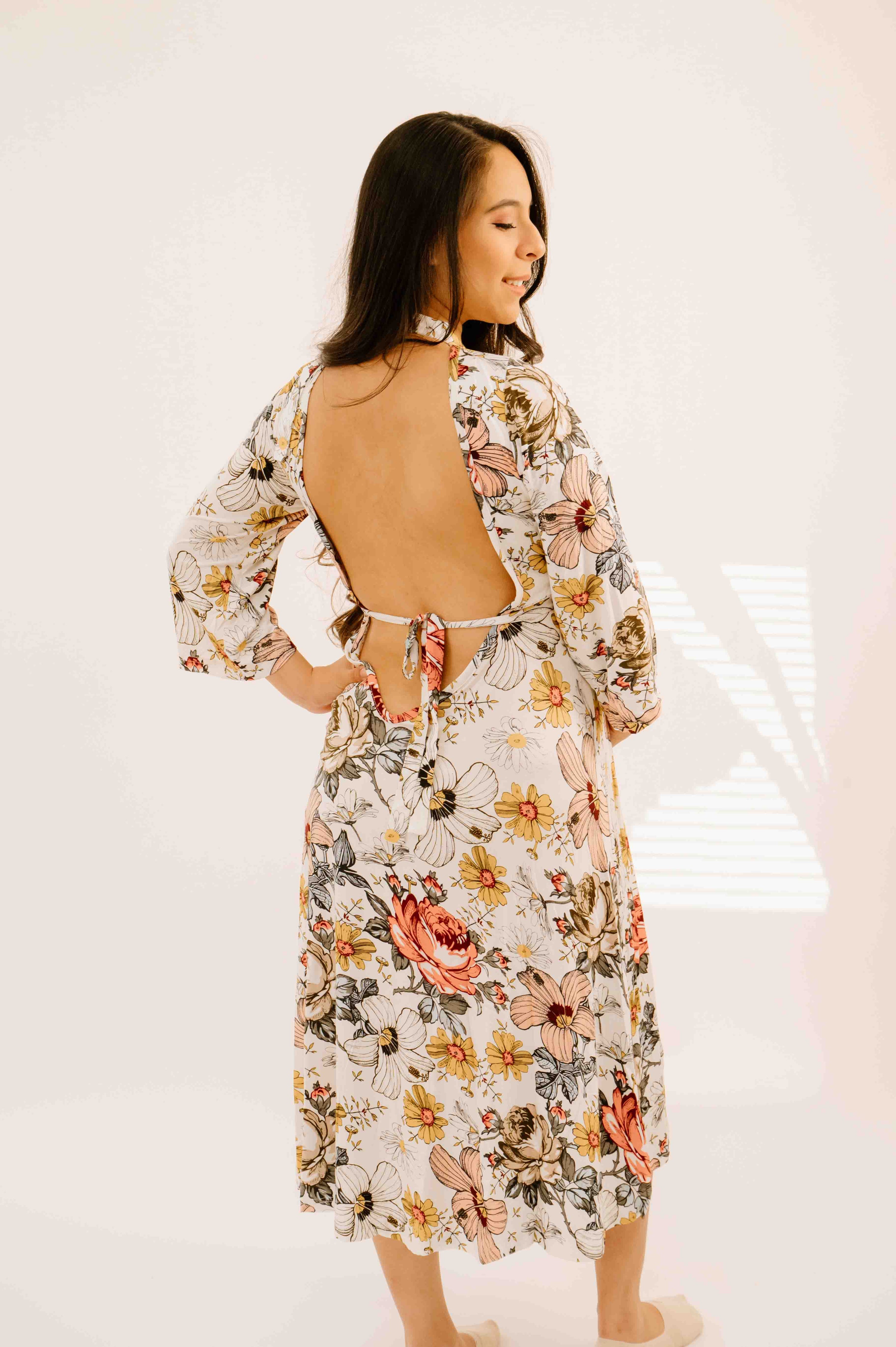 Lila Labor & Postpartum Gown in Floral